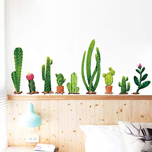 Cactus Wall Decal Green Plants Wall Sticker Tropical DIY Novelty Wall Art Mural for Classroom Offices Bedroom Living Room Home Decoration (A Cactus)