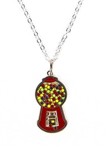 Fashion H2O, Gumball, Silver Polished Enamel Charm Pendant 18 Inch Necklace 1 Inch Extender Lobster Claw.