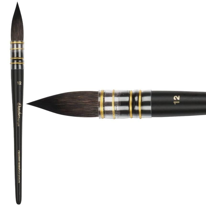 Creative Mark Danube Professional Watercolor Quill Brushes - Kazan Squirrel and Synthetic Hair Watercolor Brushes for Painting - [Size # 12]