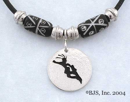 Tail Grab Snowboard Kokopelli Necklace - Sterling Silver Winter Sports Jewelry