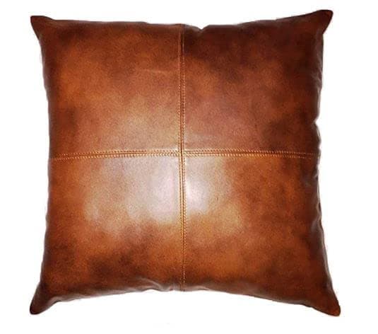 TOMJACK Lambskin Leather Pillow Cover - Decorative Sofa Cushion Case - Throw Covers for Living Room & Bedroom, 14" x 14" - Tan Antique Plain (02) Pack of 1