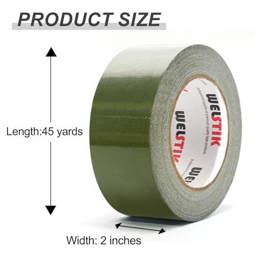 Tape Professional Grade Duct Tape, Waterproof Cloth Fabric,Colored Heavy Duty Tape for Photographers,Repairs, DIY, Crafts, Indoor Outdoor Use, Waterproof Tape,2 Inch X 45 Yards, Olive Green
