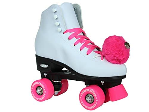 Epic SkatesCheerleader Indoor/Outdoor Quad Roller Skates, White/Pink, Size 10
