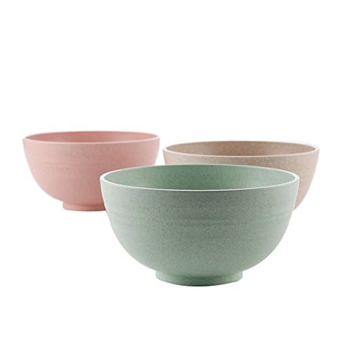 Lightweight Degradable Wheat Straw Bowls 6” 3 Pack, iTavah Non-Toxin Healthy Eco-Friendly Pasta Soup Bowl Set, Dishwasher Microwave Safe Unbreakable Reusable Tableware Dinnerware Fruit Snack Container