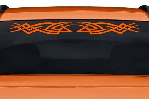 Sticky Creations - Design #104 Tribal Celtic Knot Weave Windshield Decal Sticker Vinyl Graphic Rear Back Window Banner Tailgate Car Truck Van SUV Boat Motorcycle Wall | 36"x4.25" - Orange