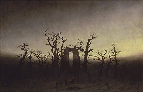 The Perfect effect canvas of oil painting 'Caspar David Friedrich Abtei im Eichwald ' ,size: 24 x 38 inch / 61 x 95 cm ,this Art Decorative Canvas Prints is fit for Kids Room gallery art and Home decoration and Gifts