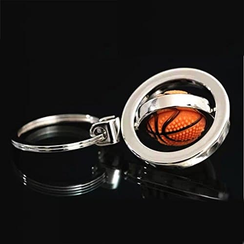 Creative Keychain Upgraded Metal Pendant with Cute Rotating Basketball Key Chain Keyring with Flash Bag