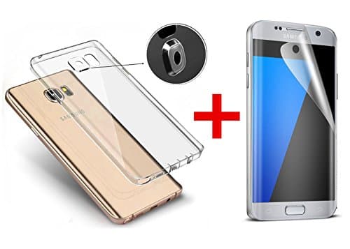 Galaxy S7 Edge Screen Protector And Case(Included),TFSeven [Anti-Bubble] [HD Clear] Curved Edge to Edge Screen Film for S7 Edge,