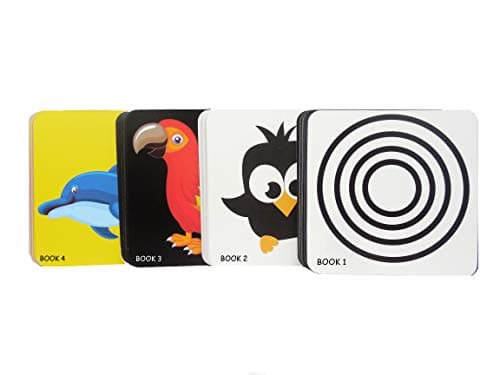 Black White Flash Cards for Baby Set of 4 - Black White And Color High Contrast Flash Cards,72 Cards of 144 pictures-0 To 24 Months