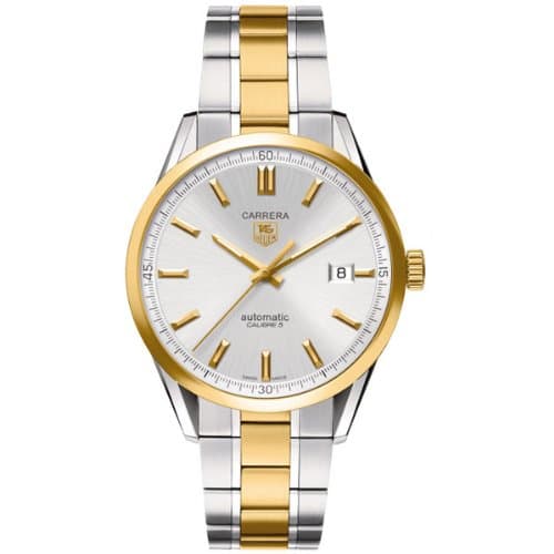 TAG HeuerCarrera Silver Dial 18kt Yellow Gold and Stainless Steel Mens Watch WV215D.BD0788