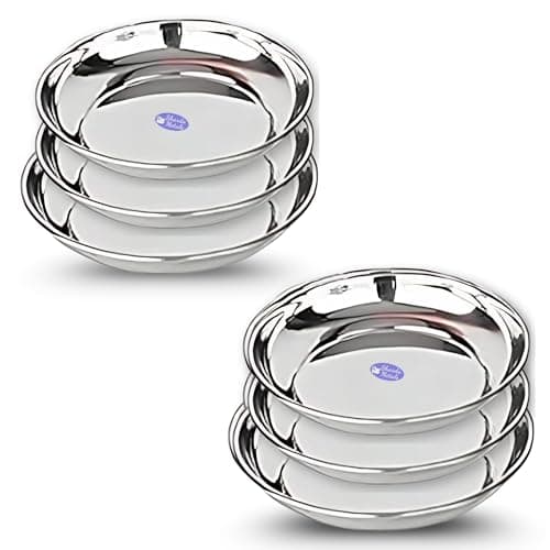 Stainless Steel Side Serving Plates Dishes, Small, Silver, Set of 6