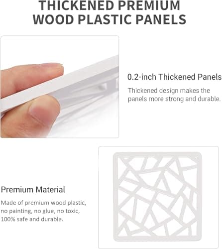 Yizunnu 12Pc/set White Room Divider Screens, Wood-Plastic Hanging Screen Panel,Folding Privacy Room Divider Panels,DIY Home Partition Decor 29x29cm(geometry)