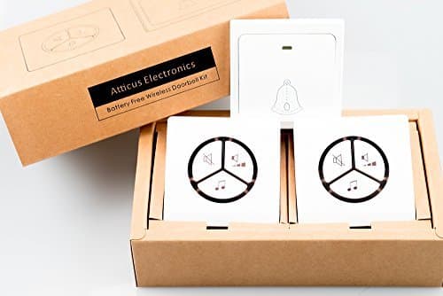 Wireless Doorbell Kit No Battery Needed, 1 Battery Free Push Button & 2 Plug-in Doorbells, Plug&Play, Ranges up to 300ft Through Built-in Extender, 25 Tunes, LED for Hearing Impaired, Waterproof