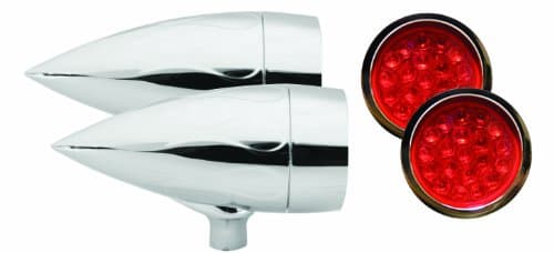 Adjure XL1F1LR XL1 Red Lens Flamed Chrome Flush Mount Target LED Motorcycle Bullet Light with Standard Bezel - Pair
