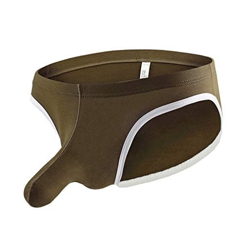 Sexy Elephant Nose for Men,Bulge Pouch Splicing Bikini Long Contour Knickers Triangle Underwear Comfortable Briefs by Leegor Army Green