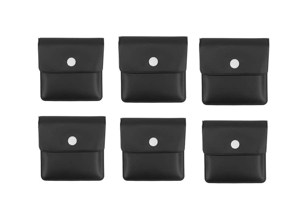 Rmeet Pocket Ashtray, Portable Pocket Ashtrays, 6 Pack Reusable Bow Pocket, Cigarette Ash, PVC, Fireproof, Odourless, Black, 8.5 x 7.5 cm