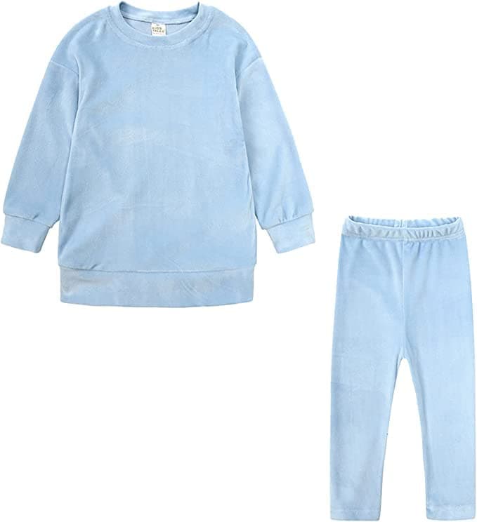 EEE SOLUTIONBaby Boy Girl Long Sleeve Warm Fleece Pullover Tops Pants Set Fall Winter Pajamas Outfits Clothes