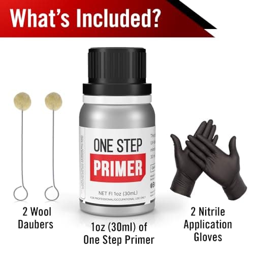 One Step Primer - Ideal for Windshield Replacement - Promotes Adhesion of Urethan Adhesive/Sealants - UV Resistant - Fast Drying, No Activator - Incl. 2 Daubers and Gloves - Black - 30 mL / 1 fl oz