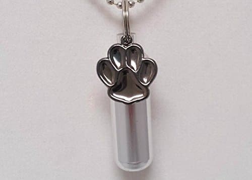 Pasco Specialty Products Pet Cremation Urn Keychain/Keepsake with Large Hematite Plated Paw - Includes Velvet Pouch & Fill Kit