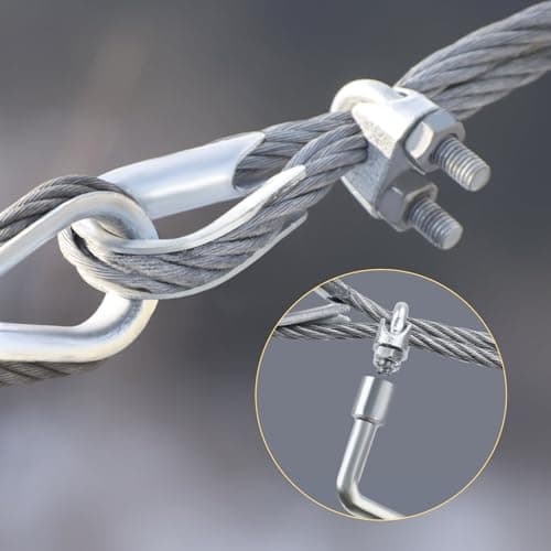 3/16” Galvanized Steel Cable 50FT with Rope Clamp and Thimble