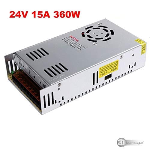 3DINNOVATIONS 24V 15A 360W Power Supply 24v led with Cooling Fan Aluminum Shell AC110V 220V to 24V Power Supply SMPS for 3D Printer, LED Strip and Other Devices