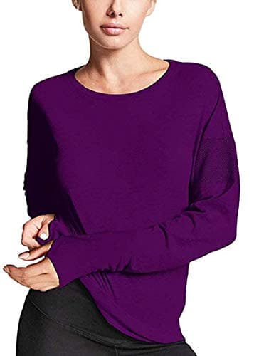 Yucharmyi Women's Long Sleeve Shirts Mesh Yoga Tops Workout Shirts Gym Sports T-Shirt with Thumb Hole