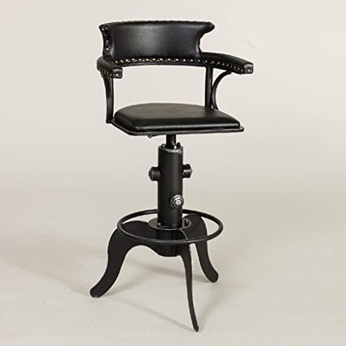 Derxer Vintage Bar Stools Adjustable with Arms for Heavy People Coffee Shop Kitchen Island Bar,Black