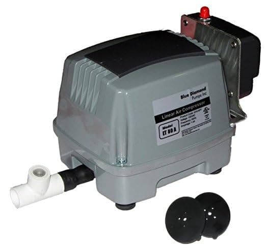 Blue Diamond ETA 80 Septic Air Pump w/Free Lo Pressure Alarm & Back Pressure Safety Valve (Maximizes Aerator Service Life) Free Extra Diaphragms