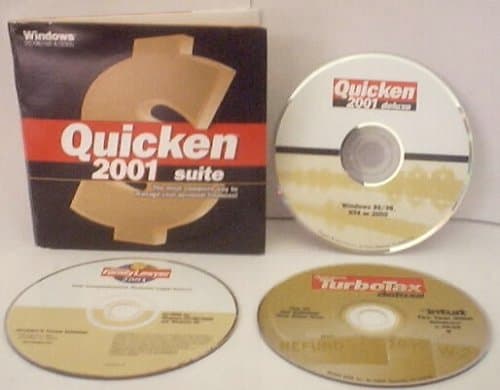 Quicken 2001 Suite, 3CD-ROM (Quicken 2001 Deluxe, Quicken FamilyLawer 2001, Quicken TurboTax Deluxe [Text Year 200]), For Windows 95/98/NT 4/2000 Are In Sleeve Case