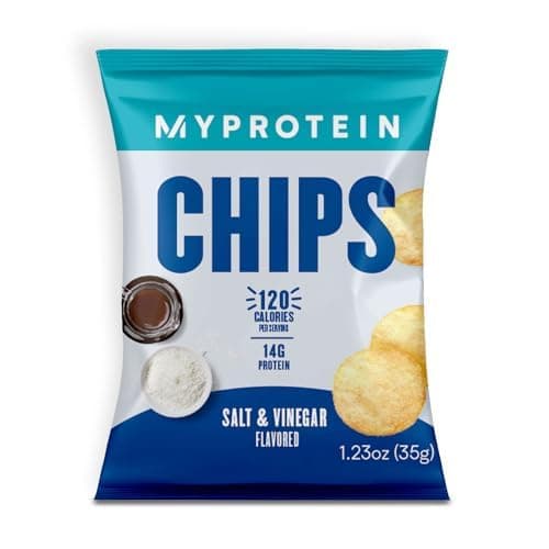 Myprotein Crunchy Protein Chips Salt & Vinegar (6 x 35g Packs), 14g High Protein Snacks, Ready-to-Eat Chips, 120 Calories Per Serving, Post Workout Crisps Treat