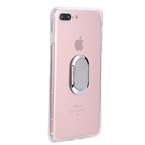 Case for 7P Case / 7 Plus/ 8 Plus Case with 360 Rotating Ring Grip Holder Kickstand Function Magnetic Base, Ultra Slim Thin Hard Scrub Cover with Shockproof Protective for Soft TPU Transparent