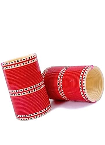 MASKETBridal Punjabi Chura Red/Green Chuda Set of 76 for Marriage for Girls and Women, Latest Chooda Gives you Royal look