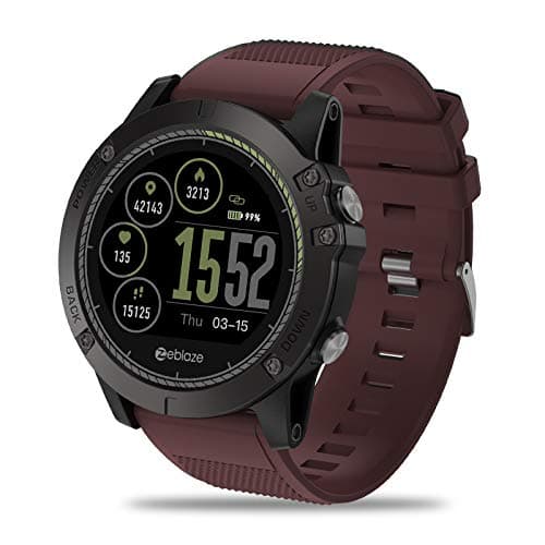 BUYYO Zeblaze Super Lightweight Vibe 3 HR Smart Watch, Rugged Inside Out HR Monitor 3D UI All-Day Activity Record 1.22' IPS IP67 Waterproof Smart Watch for Activity Tracker Red