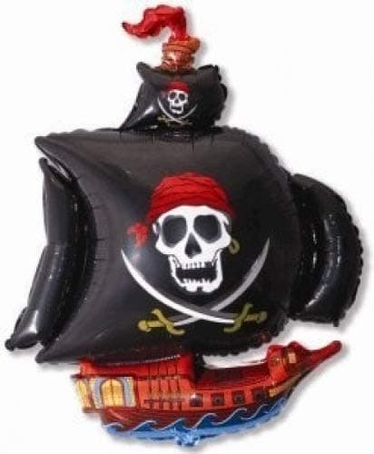 Pirate Party 26" Large Black Pirate Ship Foil Balloon