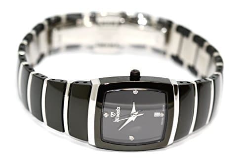 Womens NIVADA Square Ceramic Stainless Steel Swiss Watch 4 Diamond DIAL