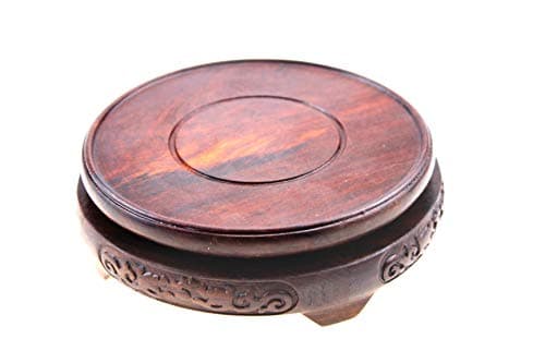 Oriental Furniture Rosewood Wood Display Stand Pedestal Round Shape Wooden Base 6 Sizes for Choice (XL 11.5cm (Inner Diameter) 4cm Height)