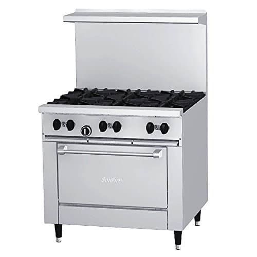 Garland X36-6R Sunfire 36" Gas Restaurant Range with (6) 30,000 BTU Open Burners & Standard Oven