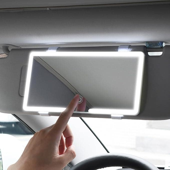 Upgrade Car Sun Visor Vanity Mirror,Big Led Mirror with 3 Light Modes & 80 LEDs,Rechargeable Makeup Mirror - Dimmable Touch Control,Car Light Up Mirror Universal for Truck SUV