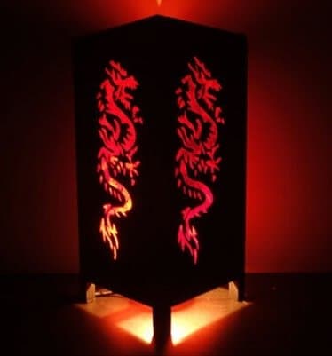 Thai Vintage Handmade ASIAN Oriental Red Japanese Dragon Bedside Floor or Table Lamp Lighting Shades
