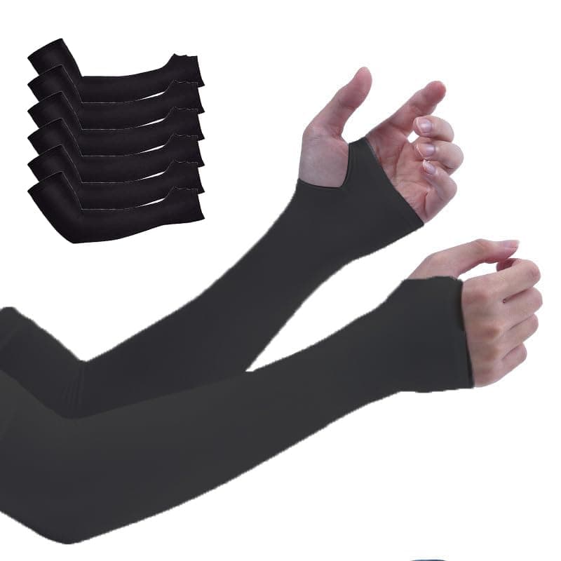 Arm Sleeve 3 Pair UV Protection Cooling Breathable Arm Sleeve Sun Protective Moisture Wicking Gloves with Finger Hole to Cover Arms for Cycling Driving Outdoor Sports for Men & Women, One Size