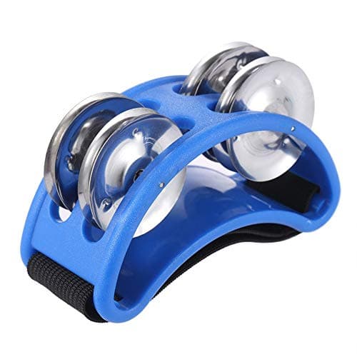 Musfunny Foot Tambourine Percussion Musical Instrument 2 Sets Metal Jingle Bell for Drum Accessory Instrument Blue
