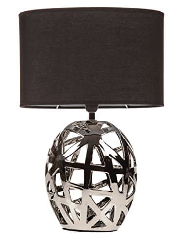 DOWNTON INTERIORS Modern Silver Black Geometric Cut Out Table Desk Lamp Living Rooms & Bedrooms