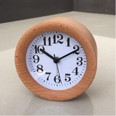 Lgclock Wood Bed Bedroom Lazy Sleepy Quiet Luminous Little Clock Fashion Students Individual Clocks,Beech Classic (Without Night Light)