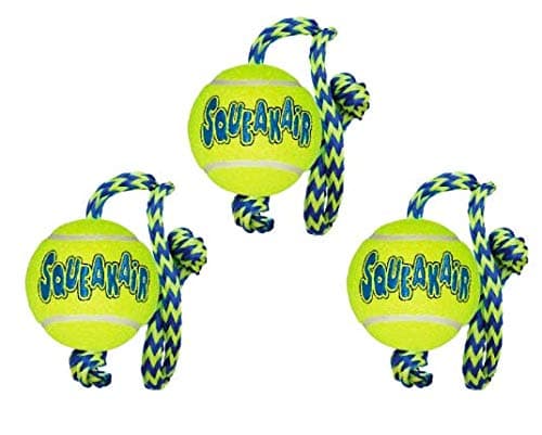KongSqueakAir Ball with Rope Dog Toy, Medium x 3