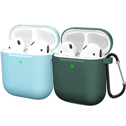 Compatible AirPods Case Cover Silicone Protective Skin for Apple Airpod Case 2&1 (2 Pack) Blue/Midnight Green