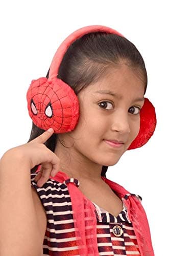 BRATS N BEAUTY Boy's and Girl's Woollen Spider-Men Style Winter Adjustable Foldable Ear Muffs (Red)