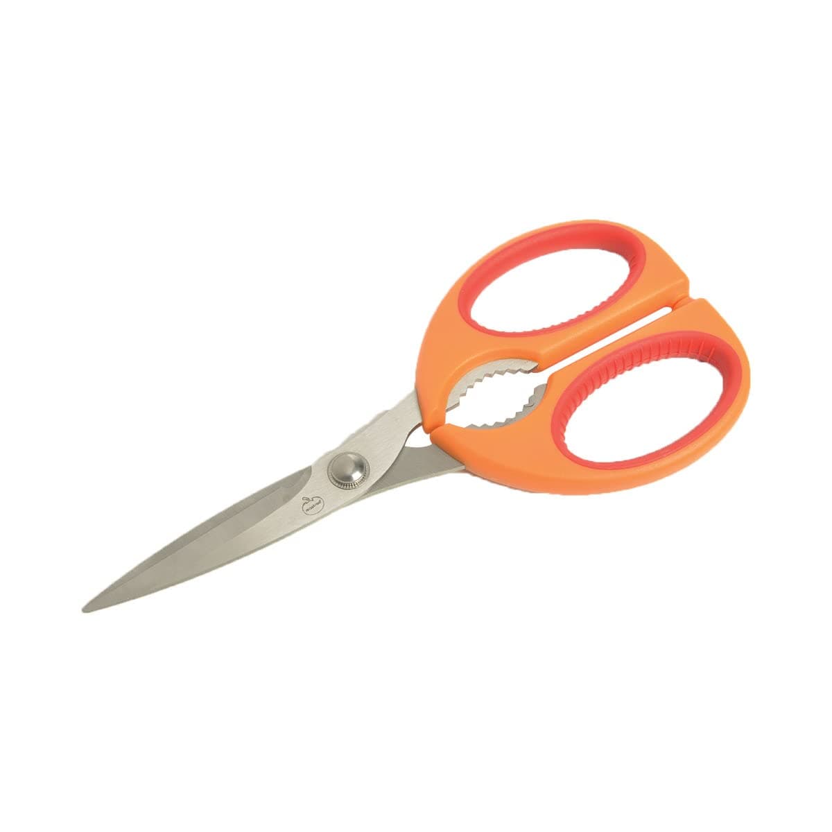 Mastrad Nut Cracker Kitchen Scissors, Soft Grip Stainless Steel Kitchen Shears with Easy Cleaning, Ergonomic Handles, Orange / Raspberry - F24004