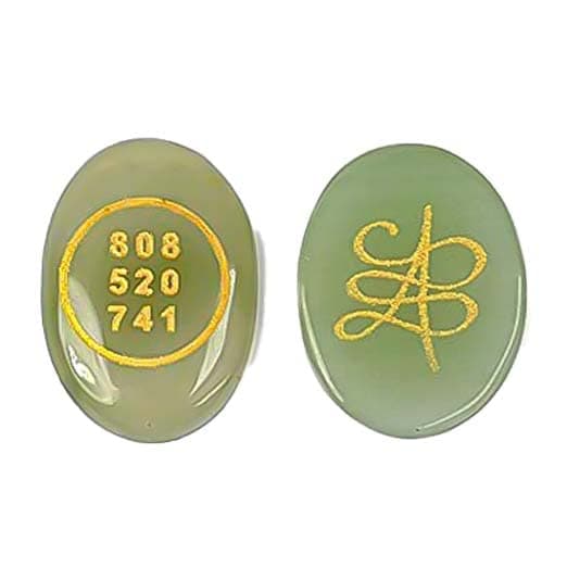 Pre-Energized Green Aventurine Zibu Coin to Attract Money Cash flow & Wealth. Certified. Angle Number & Zibu Symbol of Abundance. Natural Cabochon Oval Shape Feng Shui (1)
