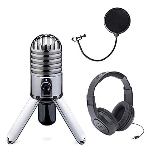 New Samson Meteor Mic USB Studio Microphone + Samson Headphones + Pop Filter - LS15157