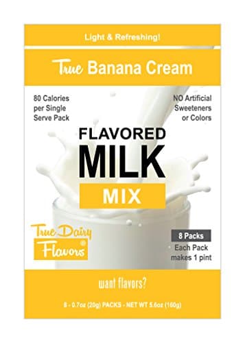True Dairy Flavors Banana Cream Flavored Milk Mix, 8 Pack of 20 g Single Serve Sticks
